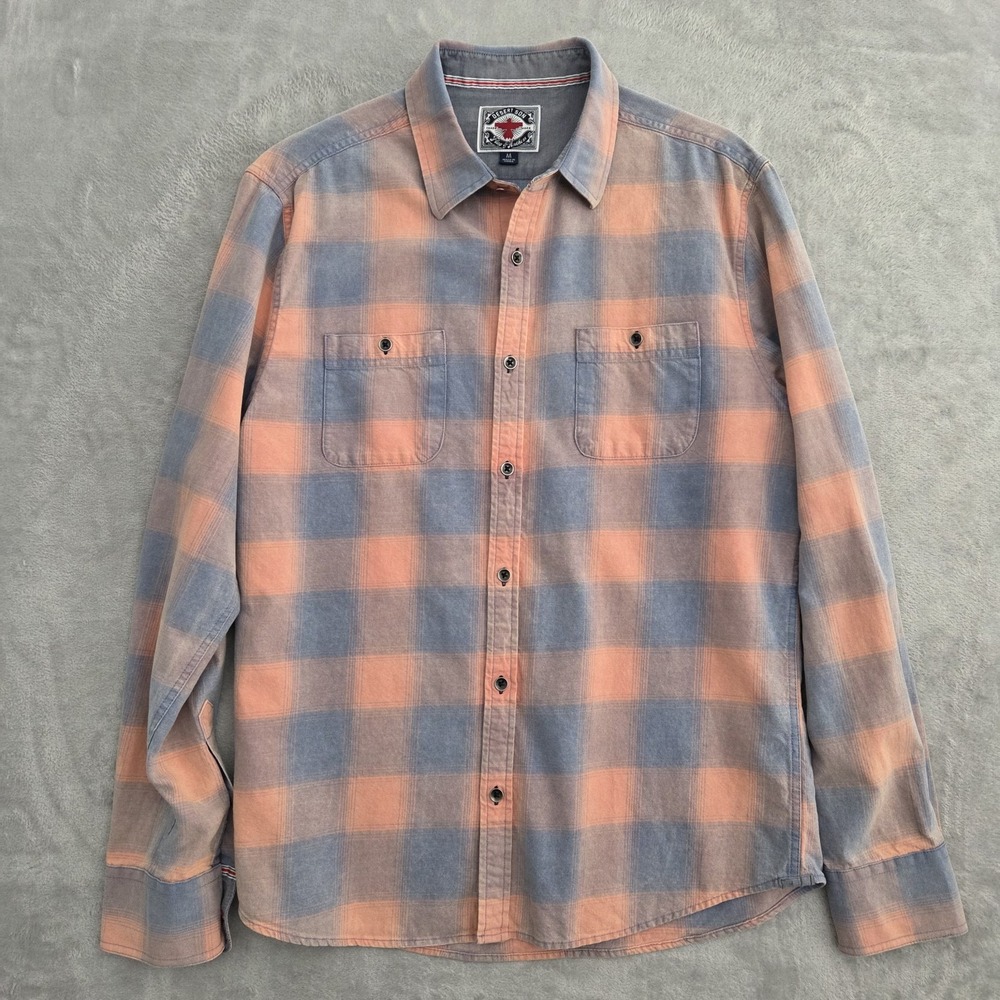 Flag & Anthem Desert Son Shirt Men M Sunwashed Plaid Twill Long Sleeve Button Up